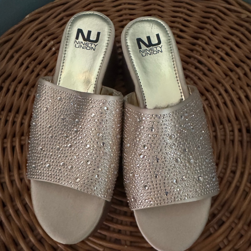 Women's Embellished Slide Sandals in Blush